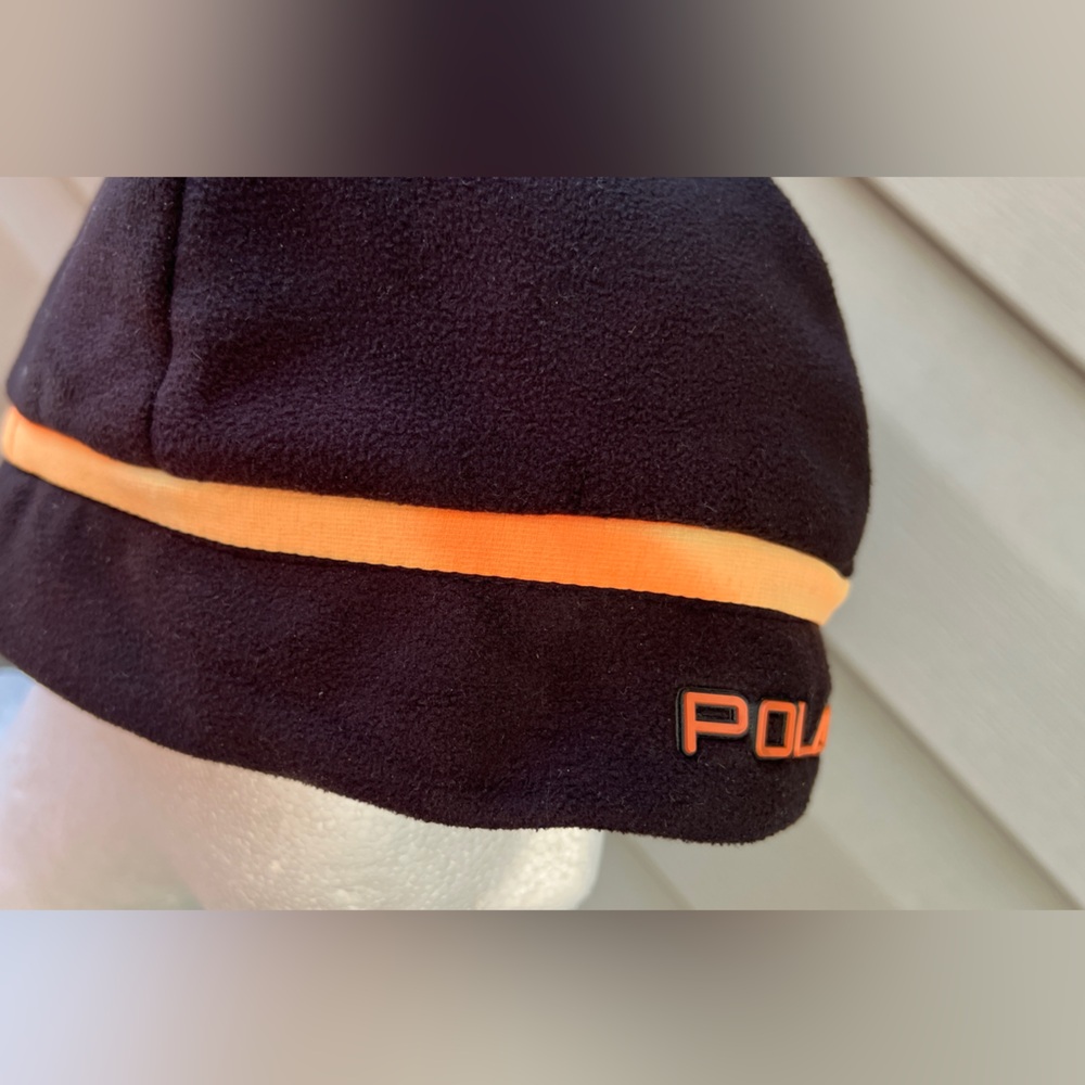RARE- Polo Sport Thermal Fleece Barrier Beanie Black/Orange Sz OS - Picture 4 of 7